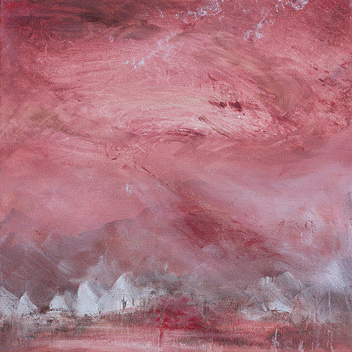 orange red landscape painting, contemporary landscape, art for sale