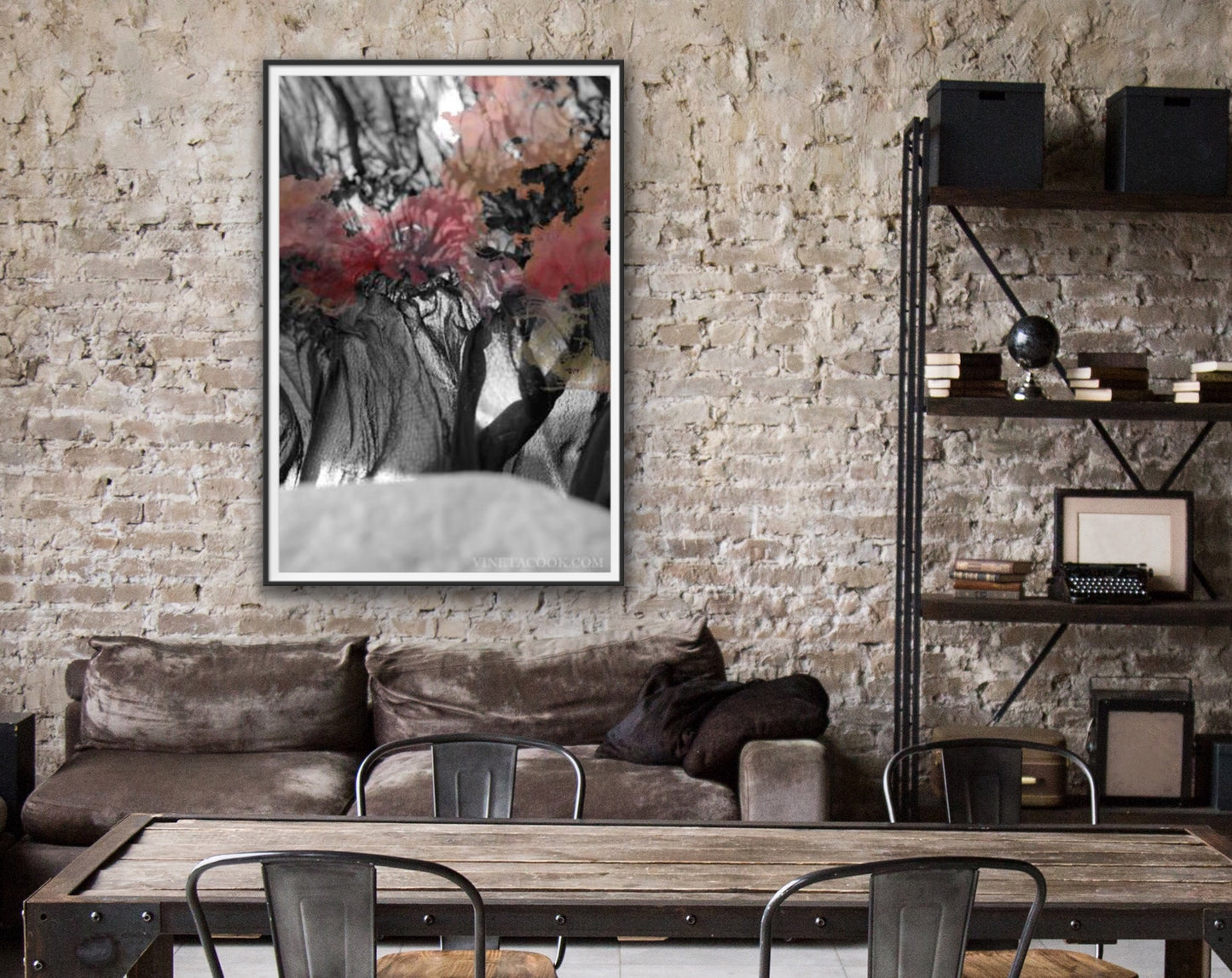 Abstract photography for interior design, art in interior, black and white