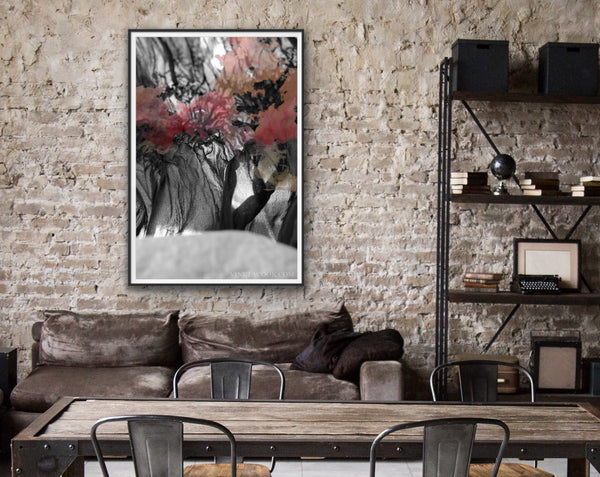 Abstract photography for interior design, art in interior, black and white