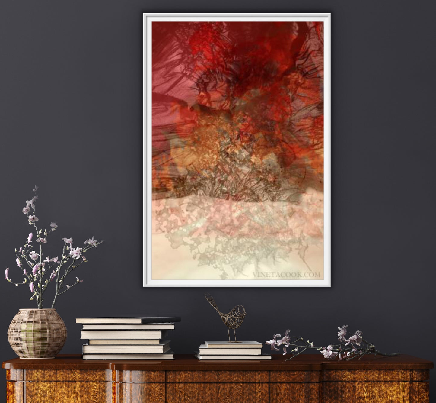 Interior styling, art for interior design, red artwork