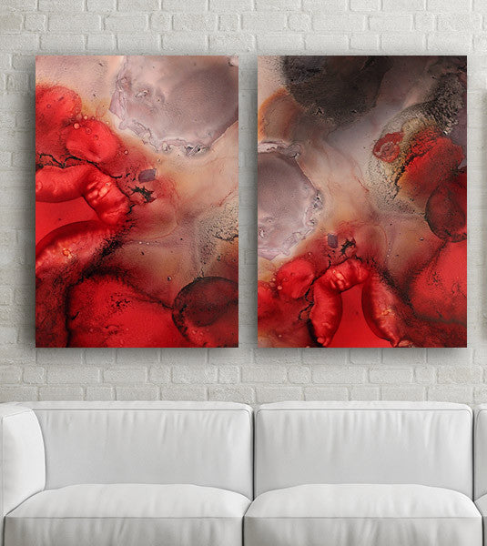 red art for contemporary interior design, red art for sale, red print